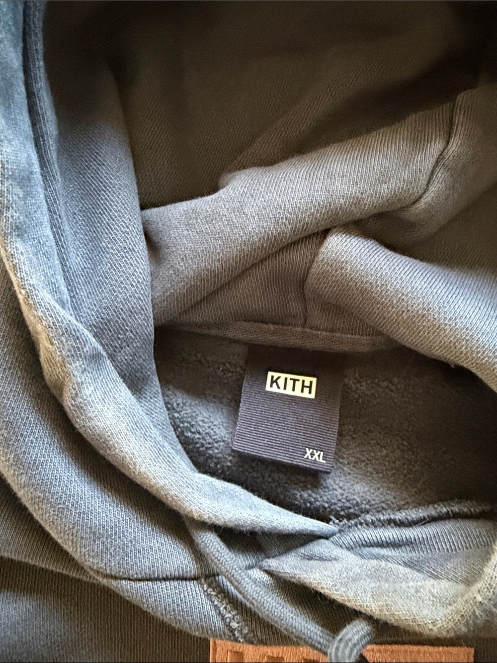 Kith over dyed blue  Crewneck Hoodie with Pink embroidered box Logo - Picture 3 of 4
